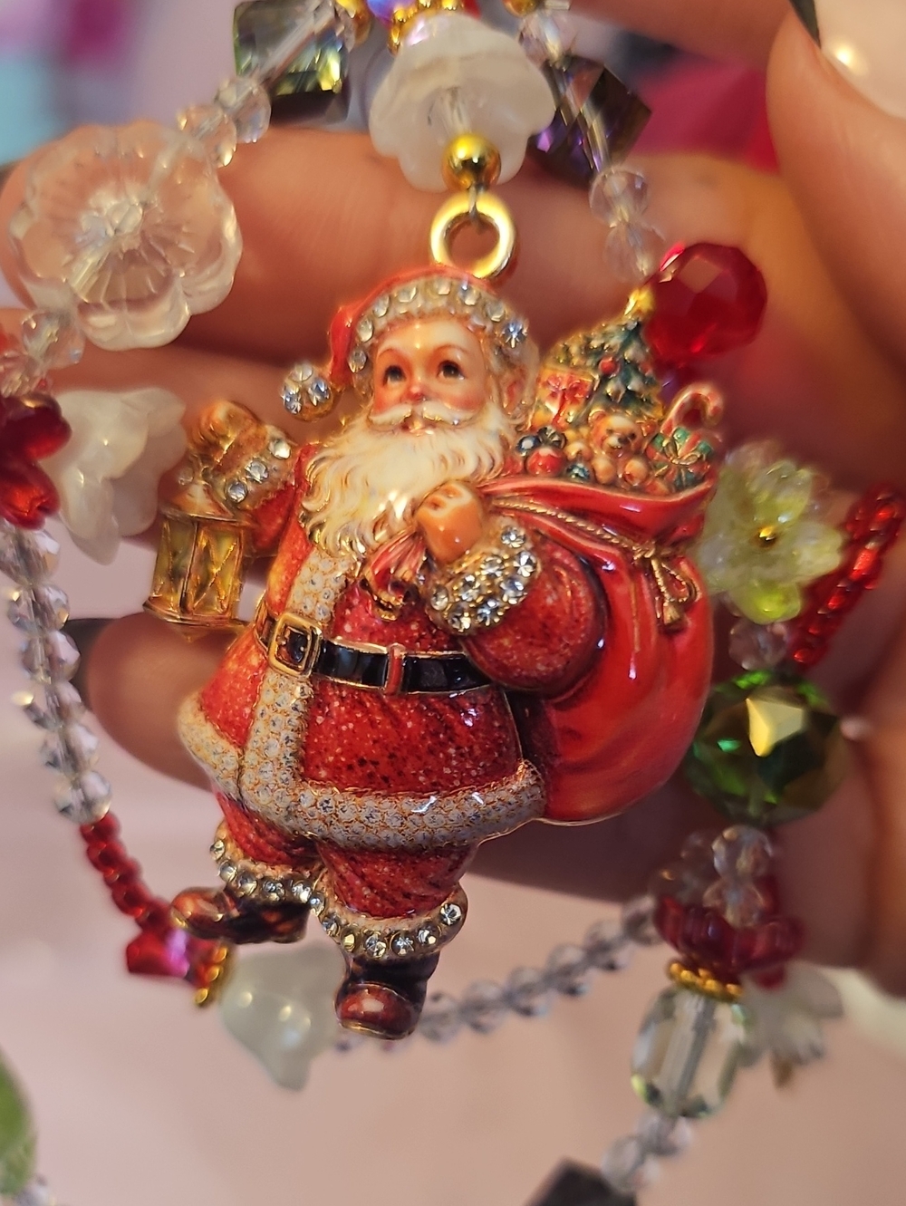 Festive Red Santa Pendant Charm